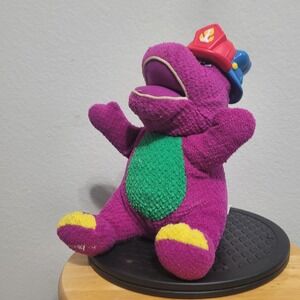 Silly Hats Barney plush hard stand sitting fireman cap un-tested 2001